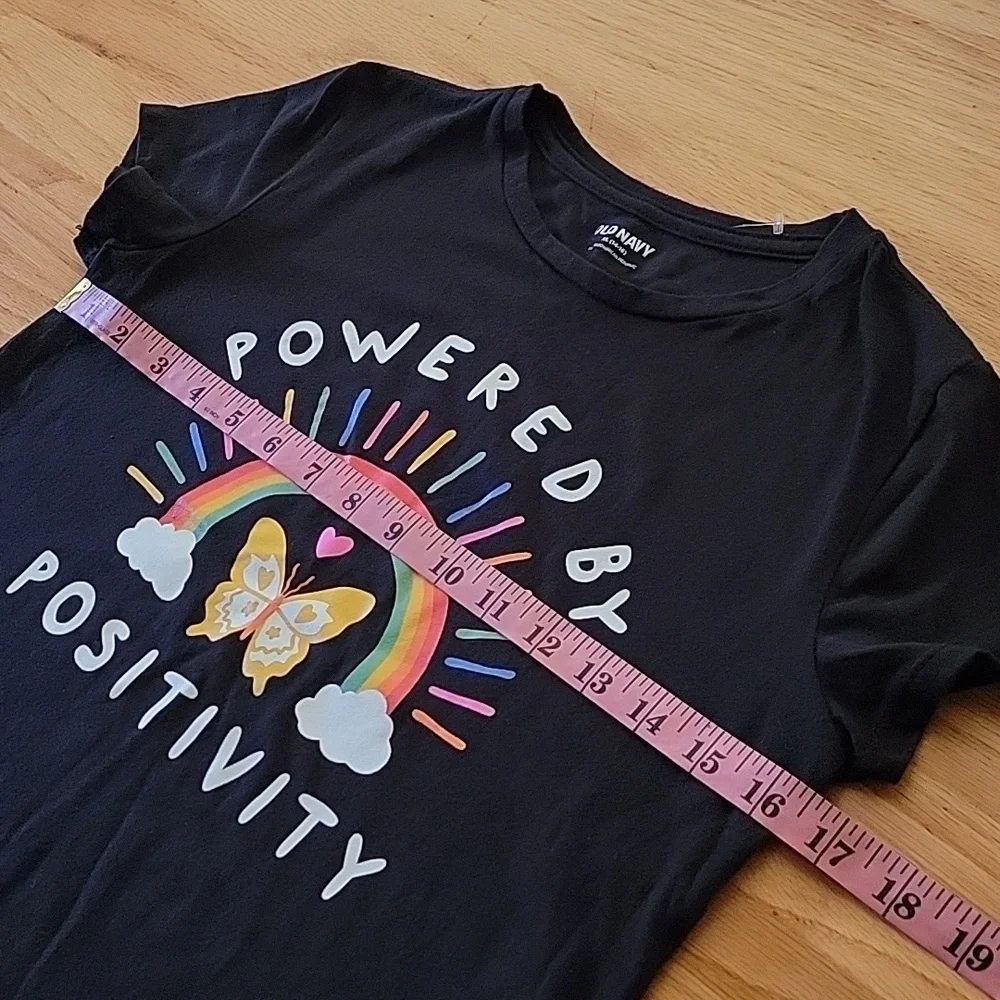 🐞4/$10🐞 Old Navy Kids Black Rainbow Positivity Graphic T-shirt Size XL (14-16)